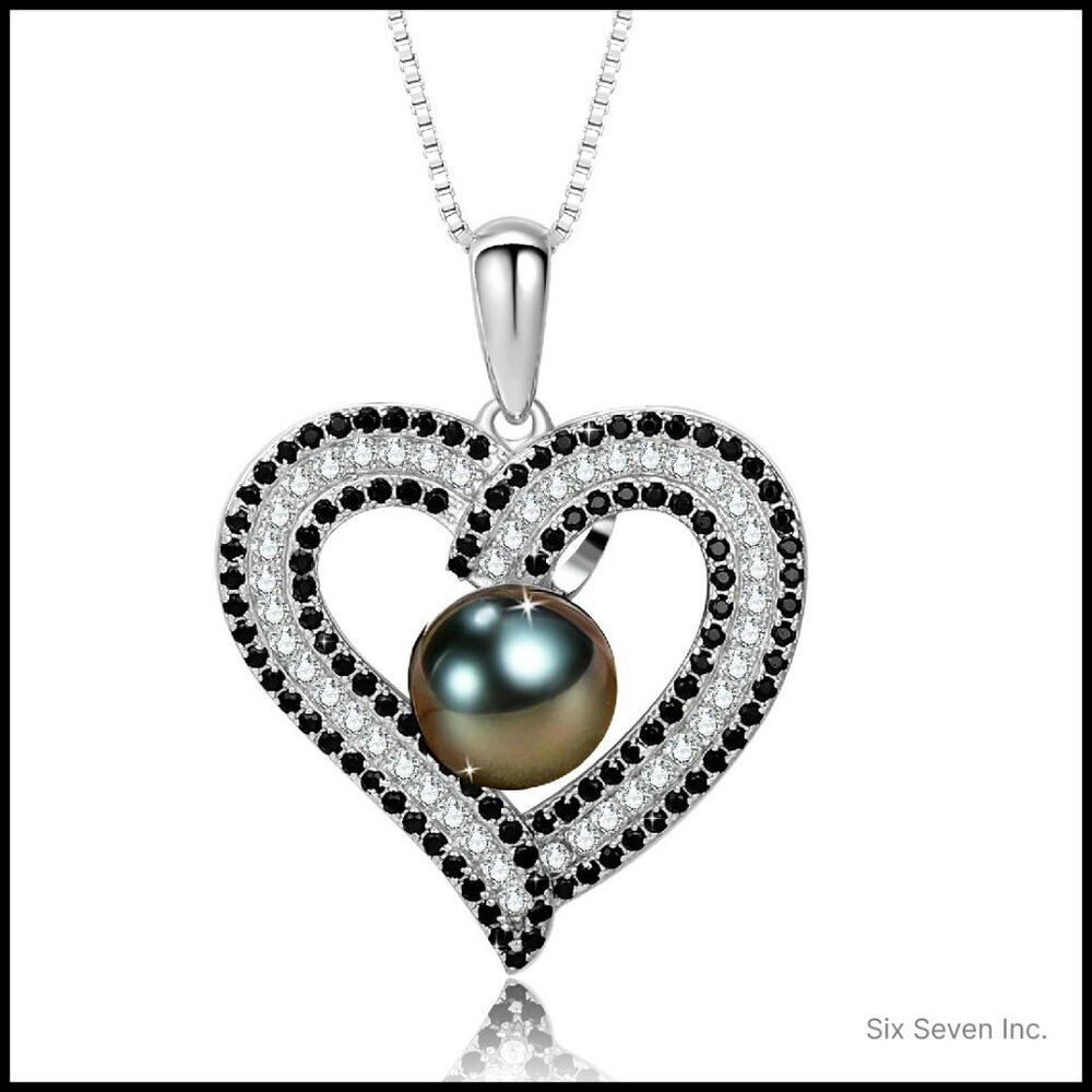 Pearl Heart Pendant Necklace Elegant Fine Jewelry Gift For Women